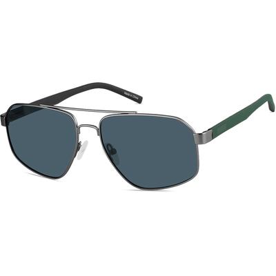 Zenni Men's Aviator Sunglasses Gray Mixed Full Rim Frame