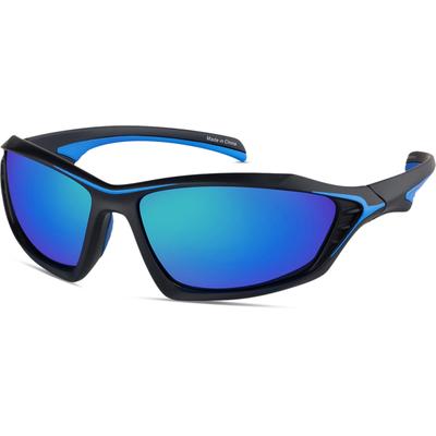 Zenni Men's Oval Sunglasses Black & Blue Plastic Full Rim Frame