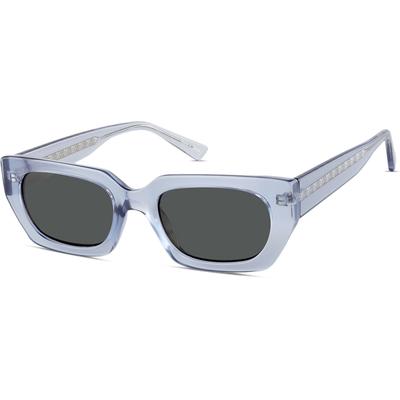 Zenni Women's Round Sunglasses Blue Plastic Full Rim Frame