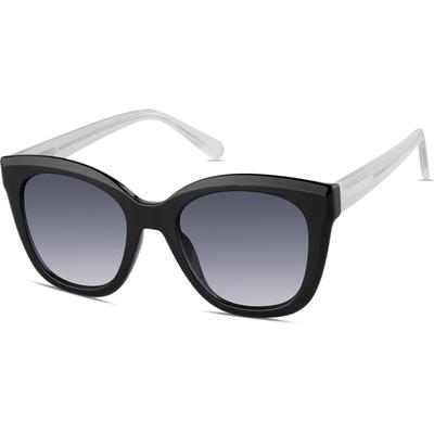Zenni Women's Retro Cat-Eye Sunglasses Black Plastic Full Rim Frame