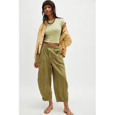 High Road Solid Pull-On Barrel Trousers at Free People in Python, Size: Medium