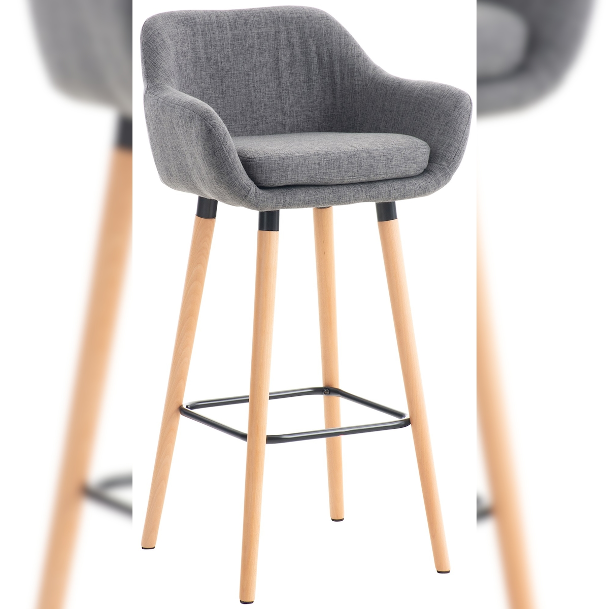 DELUKE® Barhocker mit Lehne Hellgrau VILO - Stoffbezug, 99x55x46cm | Barhocker mit Lehne Tresenhocker Barstuhl Küchenhocker Thekenhocker hoher Stuhl Image