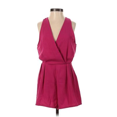 TOBI Romper Plunge Sleeveless: Pink Solid Rompers - Women's Size Small