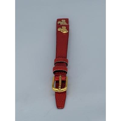 Disney Accessories | 10mm Red Leather Genuine Lizard Calf Women's Watch Band With Golden Mickey Face | Color: Red | Size: Os