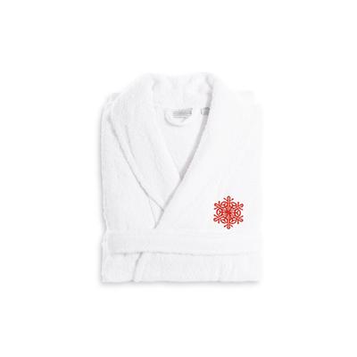 Authentic Hotel and Spa Red Snowflake Terry Cloth Turkish Cotton Bath Robe