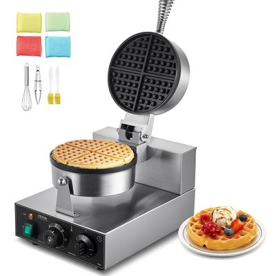 Commercial Waffle Maker, Round Waffle Baker Machine, Non-Stick Stainless Steel Belgian Waffle Iron for Restaurant Bakery