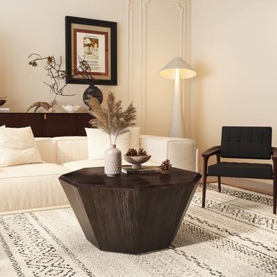 Octagonal log color Rubber wood Coffee Table