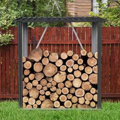 3ft x 5ft Outdoor Meta Firewood Rack ,Open Wood Shed For Firewood, Pellet, or Lumber Storage