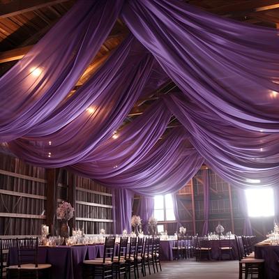 TEMU Elegant Wedding Backdrop - Chiffon Fabric For Photography, Engagement, , Stage Decor, Bridal & Showers, Anniversary/birthday Parties