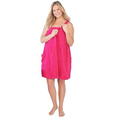 Plus Size Women's Dreams & Co.Â® Terry Towel Wrap by Dreams & Co. in Pink Burst (Size 26/28) Robe