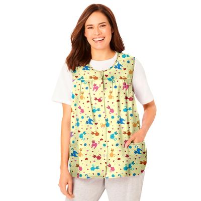 Plus Size Women's Snap-Front Apron by Only Necessities in Yellow Cats (Size 26/28)