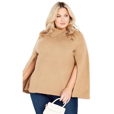 Plus Size Women's Dani Button Cape by Avenue in Stone (Size 26/28)