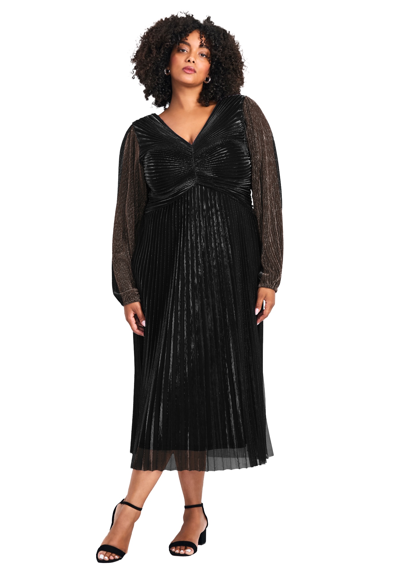 Plus Size Women's Pleated Plisse Dress by Avenue in Black (Size 18)