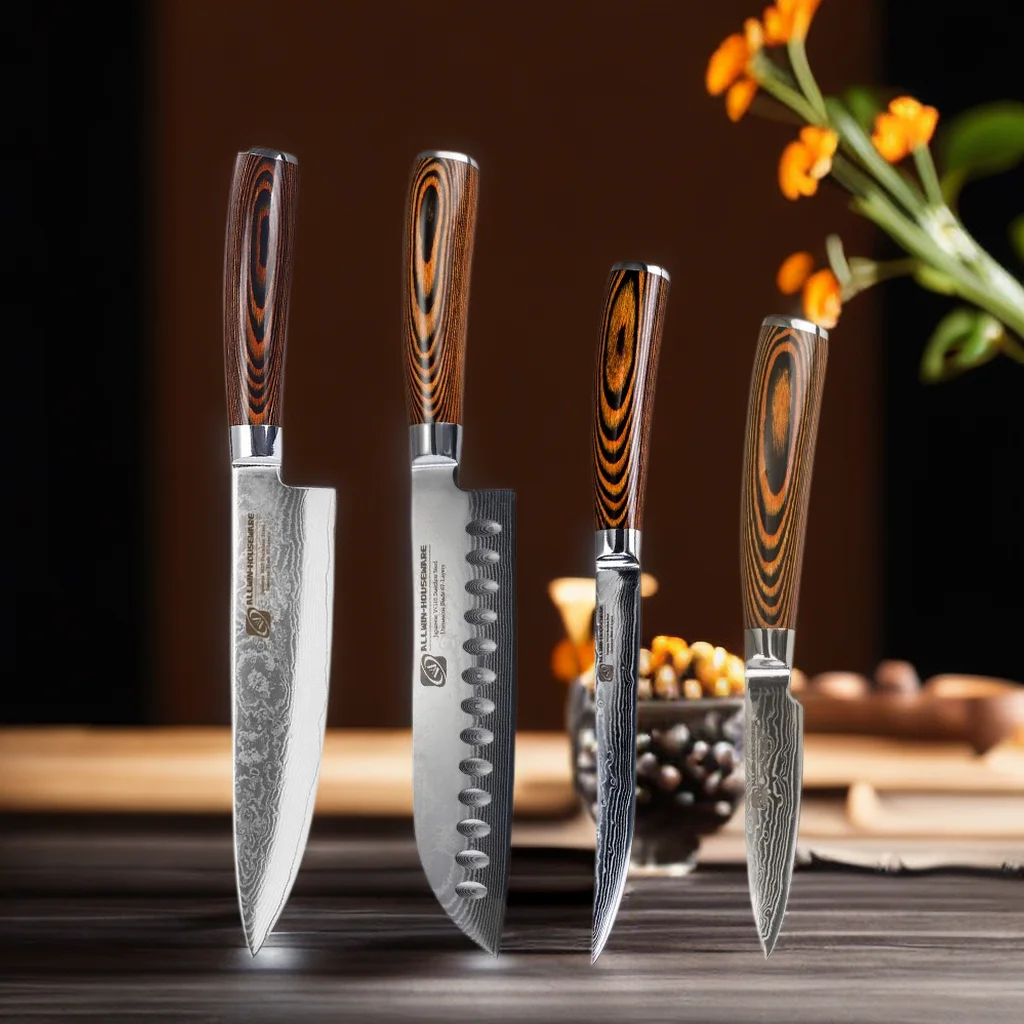 Damaskus Messer 67 Schicht Kochmesser Japanisch Santoku Damaskus 8 Zoll Kochmesser Profession elle Messer Set Utility Gemüse messer Image