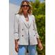 Sosandar Womens Ivory Cotton Mix Double Breasted Blazer - Cream - Size 18 UK | Sosandar Sale | Discount Designer Brands