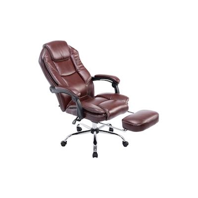 DELUKE® Bürostuhl MEDHA - 114x67x64, Bordeauxrot | Kunstleder | Metall in Chromoptik Gestell | ergonomische Bürostühle Homeoffice Stuhl mit Rollen Image