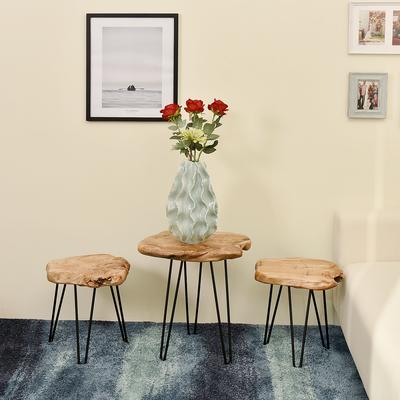 Beistelltisch KAYOOM "Woody 210,TOPSELLER,Beistelltisch aus Naturmaterial,Holz-Tischplatte", beige (natural), Tische, B/H/T: 30cm x 40cm x 30cm, Platte: 100% Zedernholz klar lackiert, Gestell: 100% Eisen, Naturbelassener Design-Beistelltisch,... Image