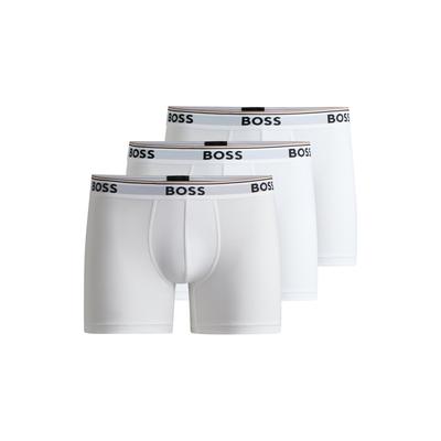 Langer Boxer BOSS "Brief 3 PACK", Herren, Gr. S, schwarz (schwarz100), Jersey, Obermaterial: 95% Baumwolle, 5% Elasthan, unifarben, Unterhosen, mit farblich passendem Webbund Image