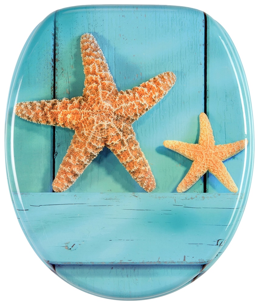 WC-Sitz SANILO "Starfish", bunt (türkis, orange), B:37,7cm L:47cm, MDF - Mitteldichte Holzfaserplatte, WC-Sitze, mit Absenkautomatik