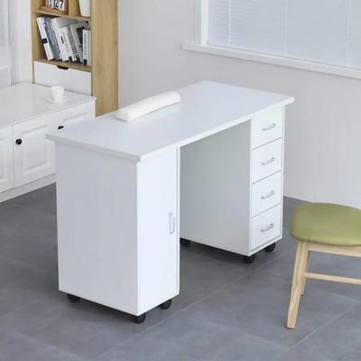 Table Desk Station Equipment with Cabinet 1 Door 2 Drawers White