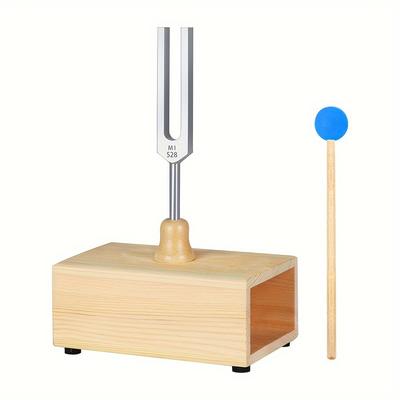 TEMU Tuning Fork With Wooden Box, Alloy Sound Fork For Sound , Yoga, Meditation, And Relaxation Therapy, Rubber Mallet Included