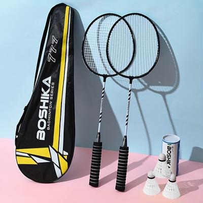 TEMU Boshika Iron Alloy Set Of 2 - , Shuttlecock , & Beginner - Includes Bag And Shuttlecocks