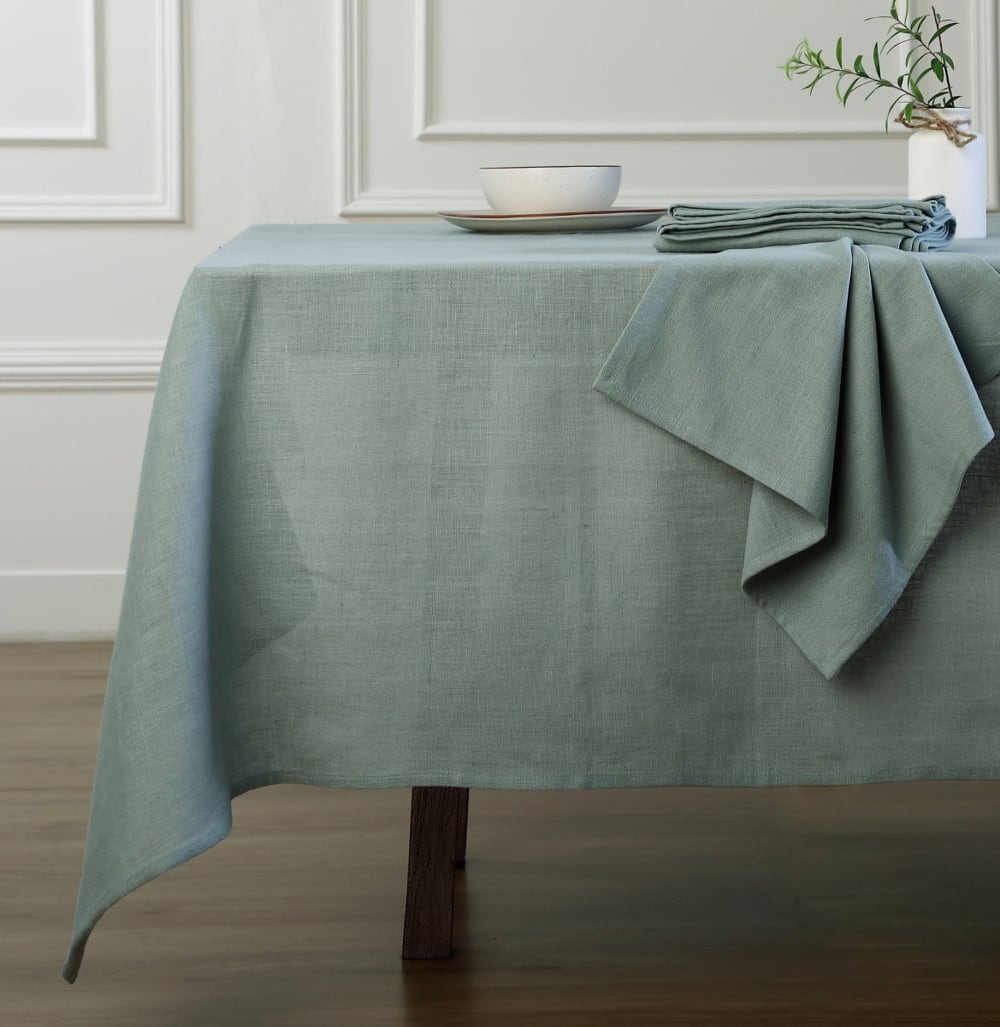 Tovaglia lino verde celadon 150x300 cm
