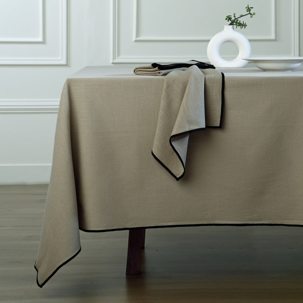 Tovaglia cotone natural / nero 150x250 cm