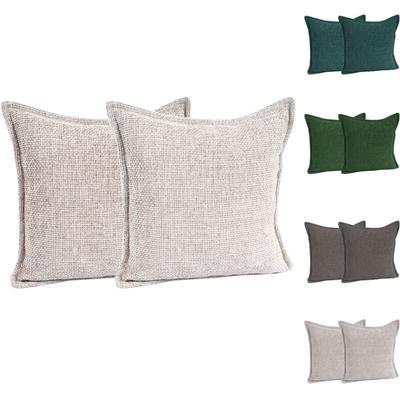 Mojawo - 2er Set Chenille Kissenbezug 45x45cm-M702739-Creme-var