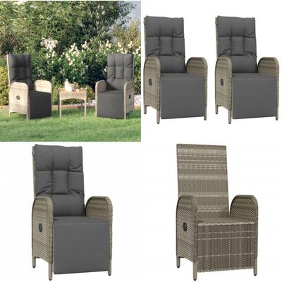 Garten-Relaxsessel mit Kissen 2 Stk. Poly Rattan Grau - Gartenmöbel - Lounge Sessel - Gartenstuhl Image