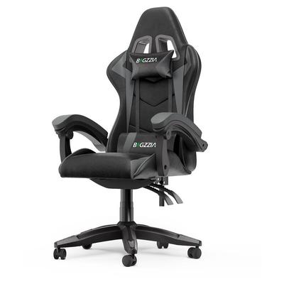 Bigzzia - Gaming Stuhl bis 110kg gaming chair - mit Kopfstütze und Lendenkissen - pc stuhl - pu Image