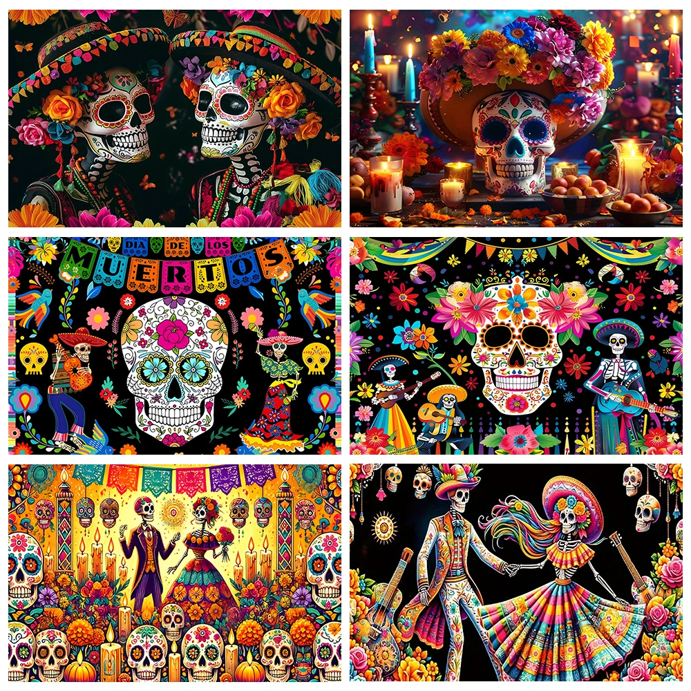 Tag der Toten Hintergrund mexikanischen dia de los muertos fotografischen Hintergrund Fiesta Zucker Schädel Party Dekor Banner Foto kabine Image