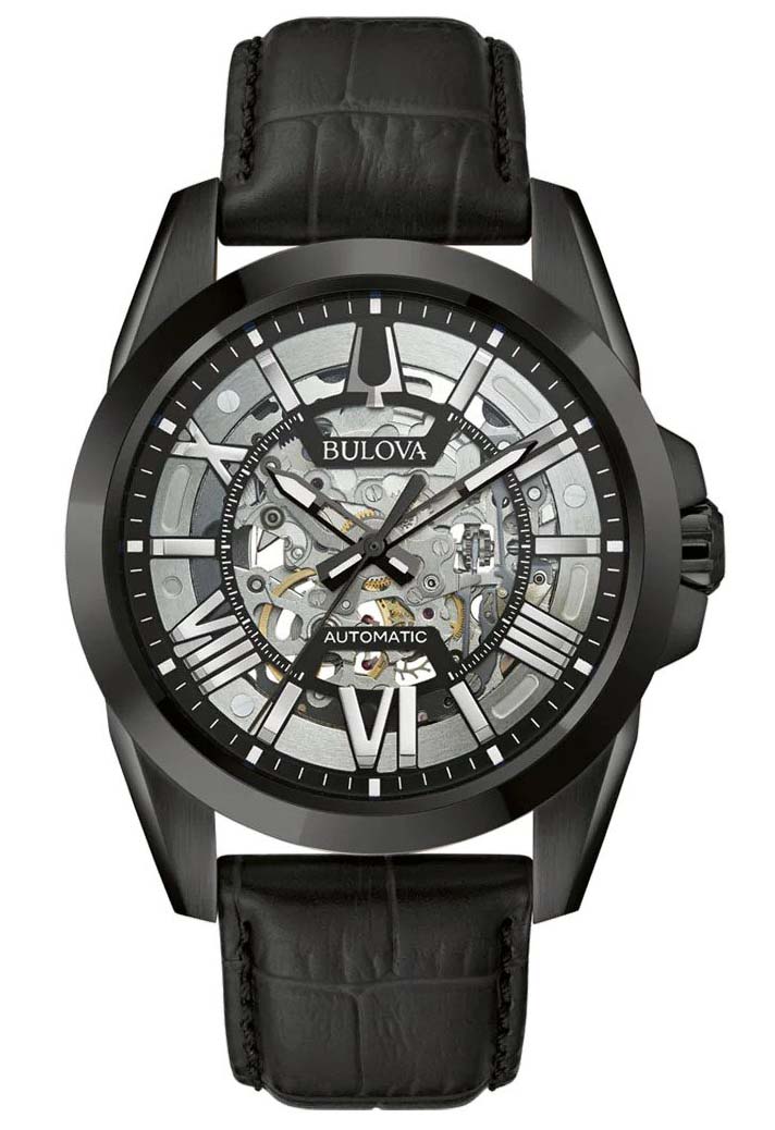 Bulova Sutton Skeleton Herren Schwarz Uhr 98A304 Image