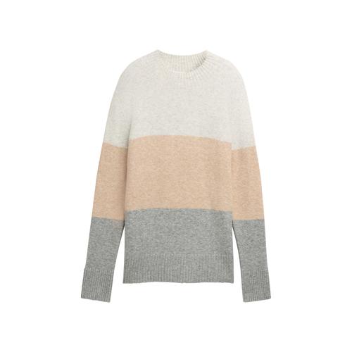 TOM TAILOR DENIM Damen Strickpullover mit Colour Blocking, grau, Colour Blocking, Gr. L