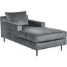 Chaise Longue Moderne en Velours avec Accoudoirs et Coussin Dossier Gris Gueret