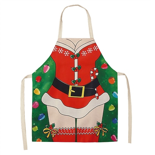 Tablier cadeau de Noël père Noël Elfe Mrs. Claus Déguisement Cosplay pour Homme Femmes Garçons Fille Adultes Enfant Noël Nouvel An la veille de Noël Soirée Noël Tablier