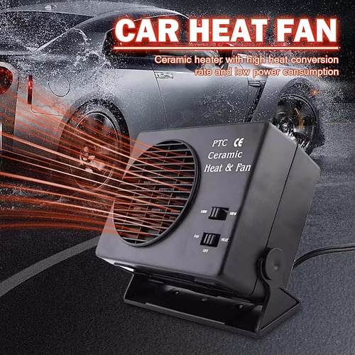 Chauffage de voiture 12 V, ventilateur de chauffage de voiture portable, chauffage rapide, dégivreur de pare-brise, chauffage de refroidissement 2 en 1 pour voyage en camping