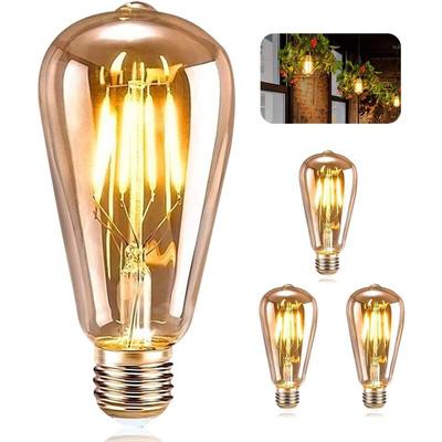 LED-Edison-Glühbirne, E27, Vintage-Dekolampe, Retro-Antik, ST64, 4 w, LED-Filament, warmweiß, für Image