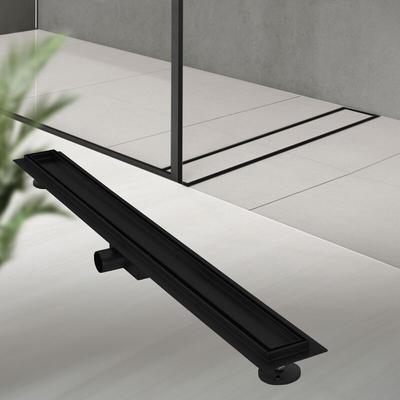 Duschrinne 2in1 Edelstahl, 90 cm, Schwarz, befliesbar, extra flach - Luxebath