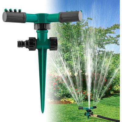 Grüner kreisförmiger Sprinkler, Rasensprinkler, Gartensprüher, gleichmäßige Bewässerung, 360° Image