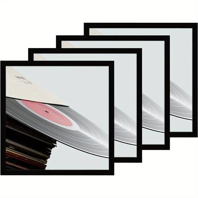 TEMU 12.5x12.5 Black Record Frame, Sturdy And Lightweight, Pvc Album Frame Made To Display Vinyl Records, Home Decor Lp Record Frame For Wall Easy To Hang Suit To 12x12 Lp Covers, 4 Pack