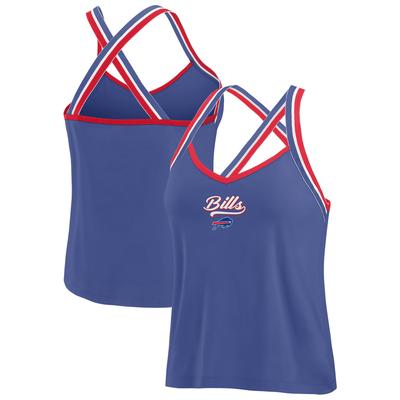 Damen WEAR by Erin Andrews Royal Buffalo Bills Tri-Blend Tanktop mit überkreuzten Trägern Image