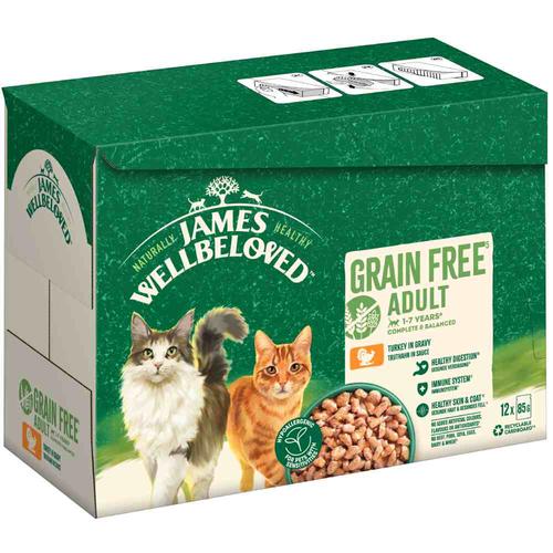 12x85g James Wellbeloved Adult Cat Grain Free Truthahn Katzenfutter nass