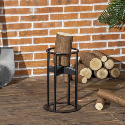 Outsunny Firewood Kindling Splitter Stand with Hand Guard, Wood Splitter, Carbon Steel Manual Wood Cracker