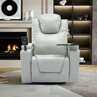 270° Swivel PU Power Recliner with Surround Sound, Removable Tray Table and Built-in USB Port