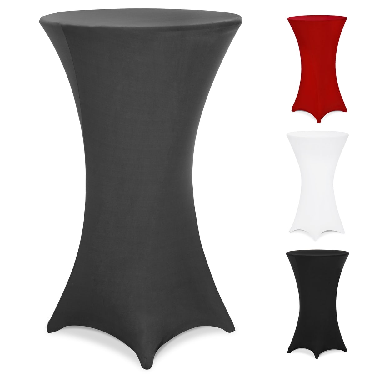 DETEX® Stehtischhusse Grau 70-75cm Verstärkter Fußbereich 30°C Waschbar Stehtisch Hussen Stretch Tisch Überzug Bezug Image