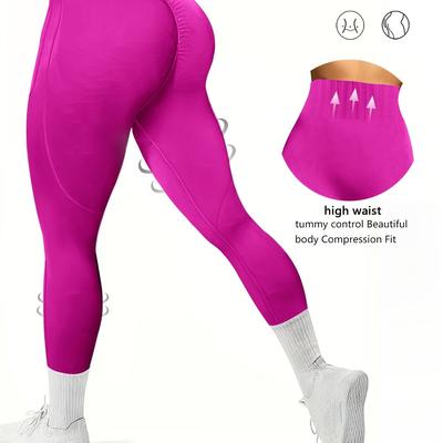 TEMU Slimming -waist Yoga Leggings For Women - High Stretch, Non-see-through Activewear Pants