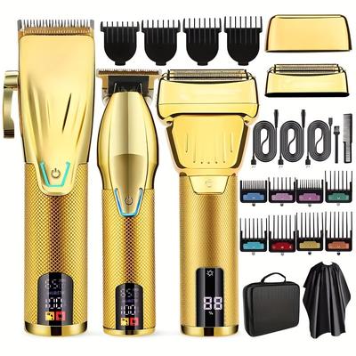 TEMU High Quality Hair Clippers Trimmer And Shaver Set Professional Hair Cutting Machine Cordless Hair Beard Trimmer For Men Barber Clippers Grooming Kit With Storage Bag