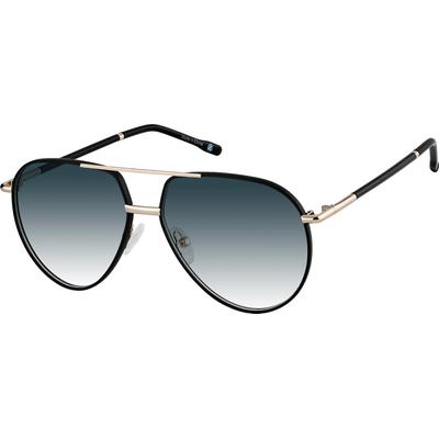 Zenni Aviator Rx Sunglasses Black Mixed Full Rim Frame