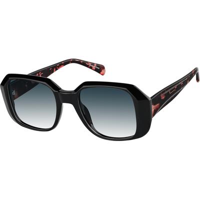 Zenni Women's Geometric Rx Sunglasses Black Plastic Full Rim Frame